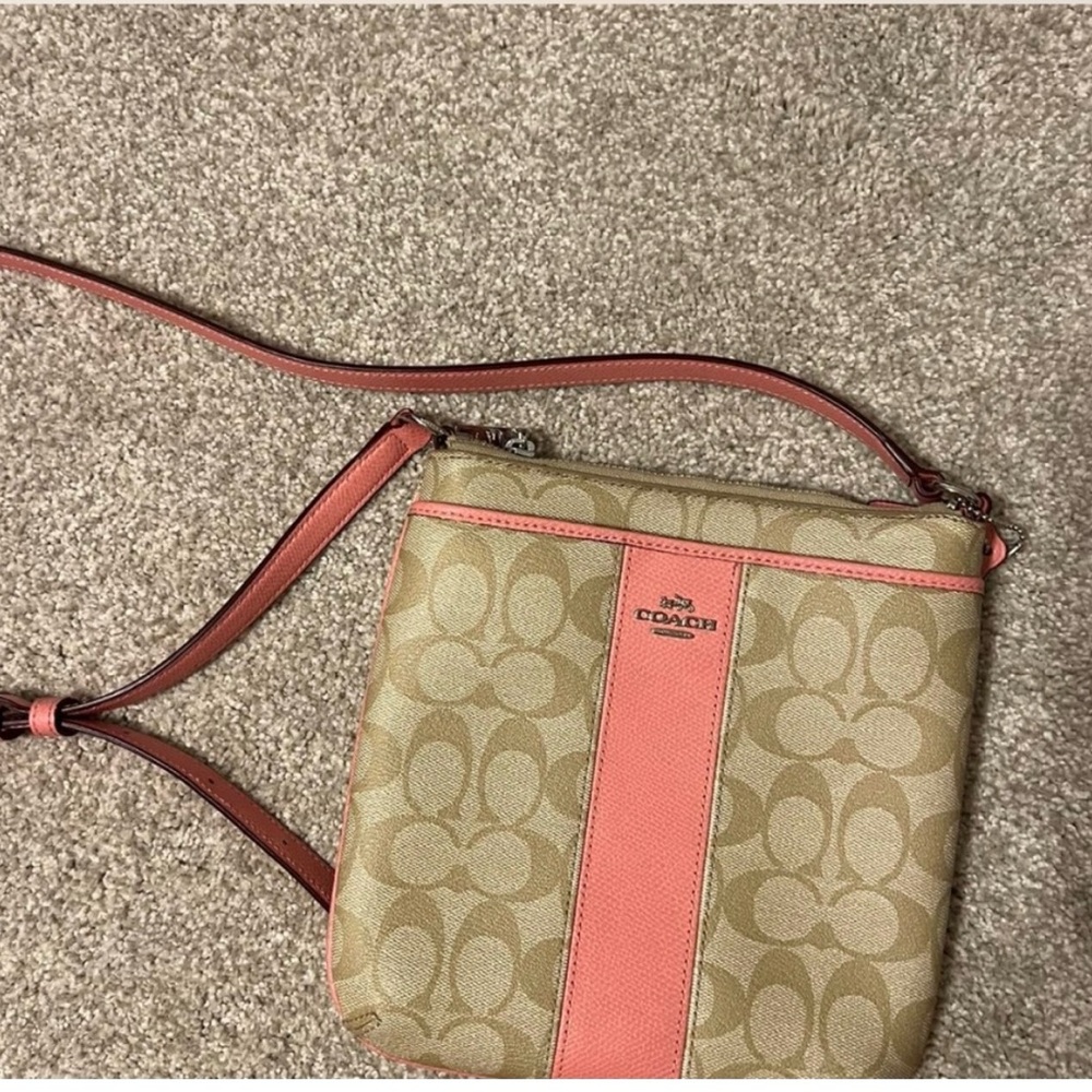 Coach Beige and Coral Crossbody Bag
